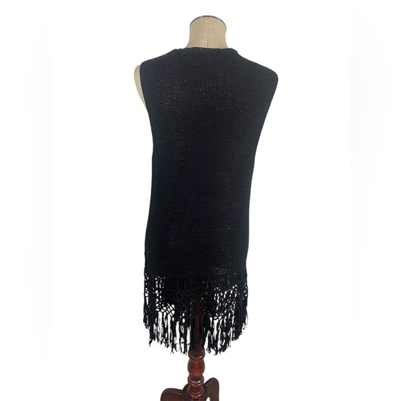 RELATIVITY SLEEVELESS CARDIGAN WITH FRINGE Size Large - Picture 2 of 6